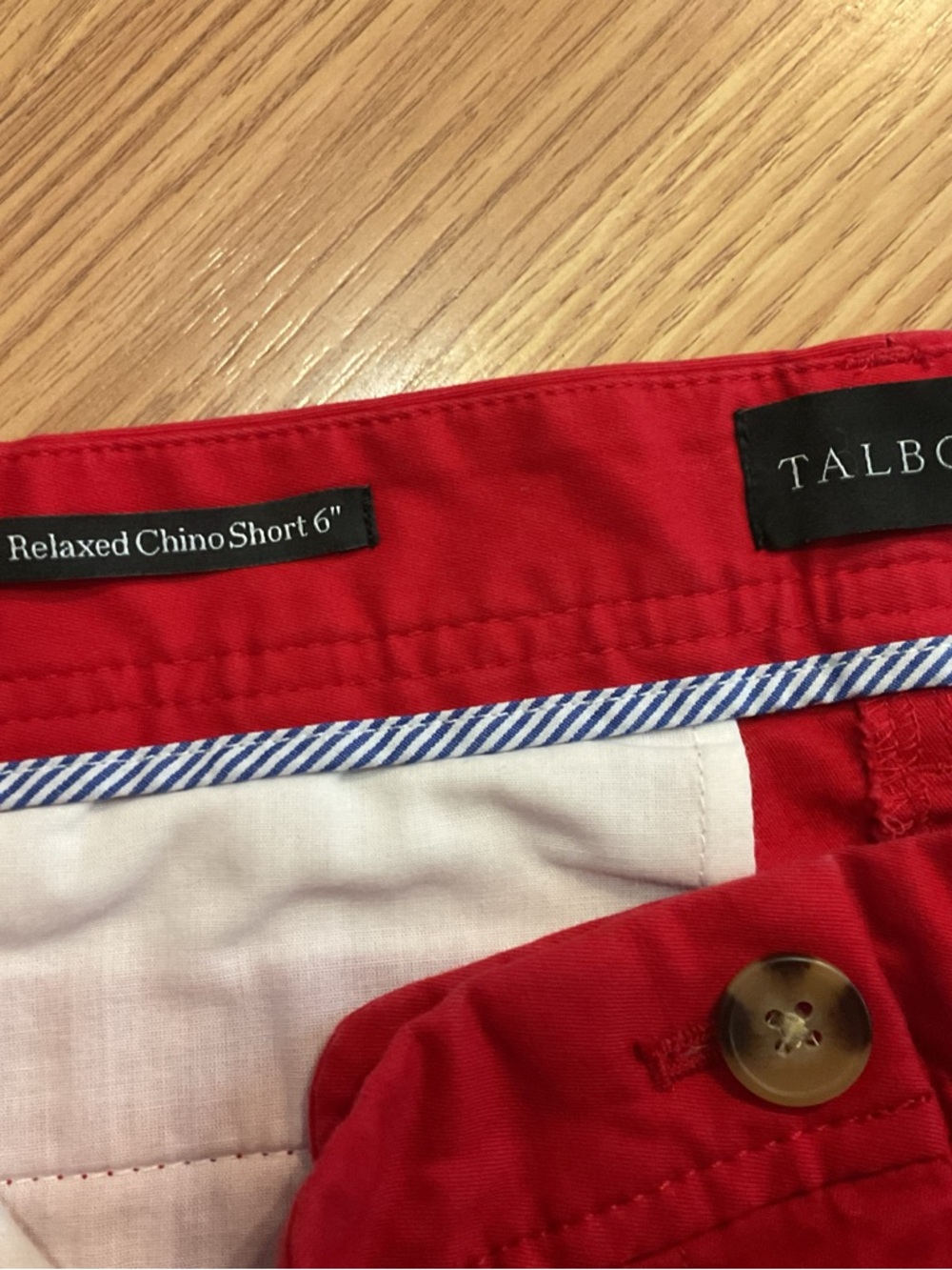 Talbots Red Cotton Chino Shorts with Striped Cuff Sz.12P 36x6 - Picture 5 of 6